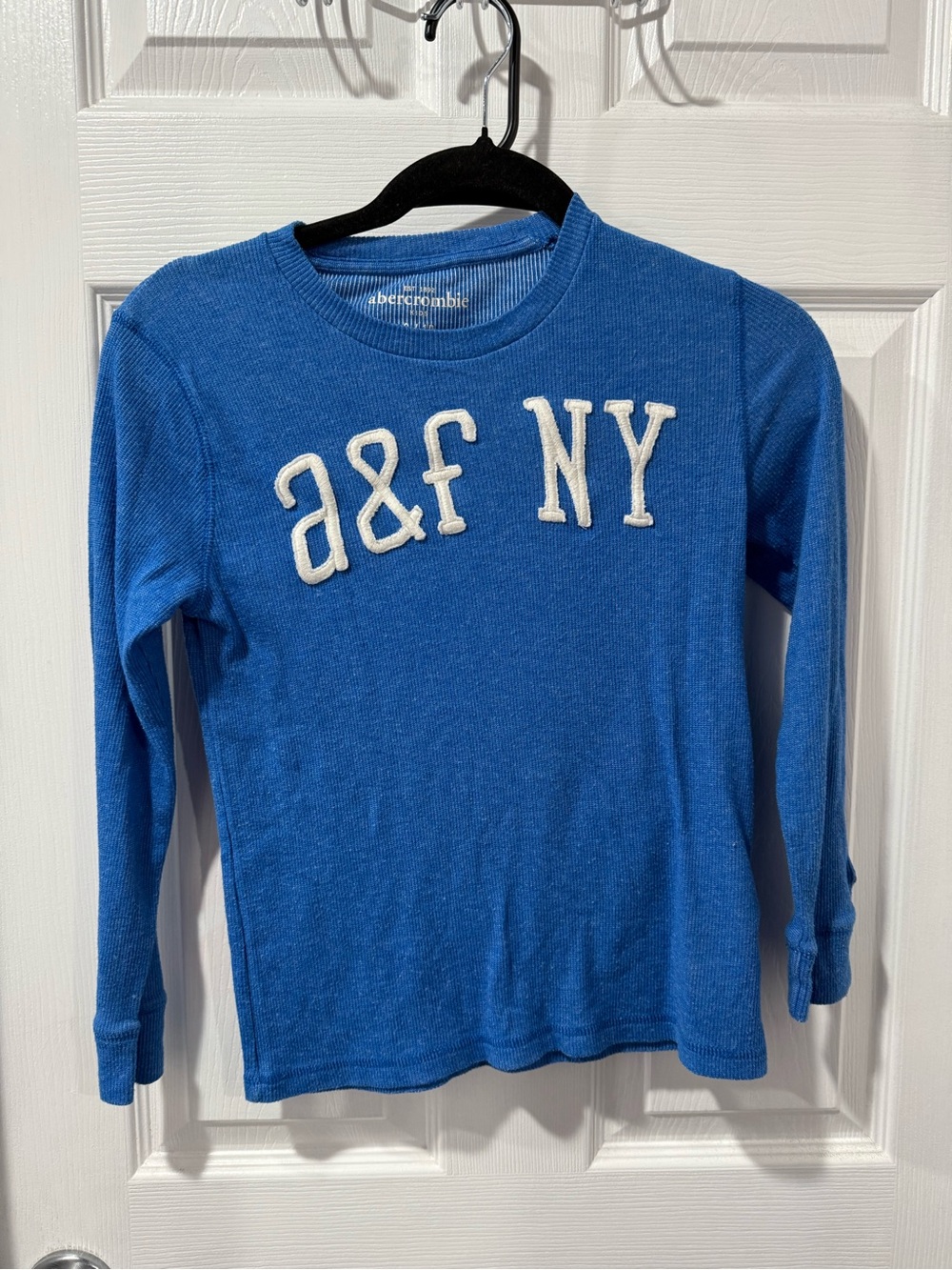 Abercrombie & Fitch Royal Blue Long-Sleeve thermal Tee with White Applique